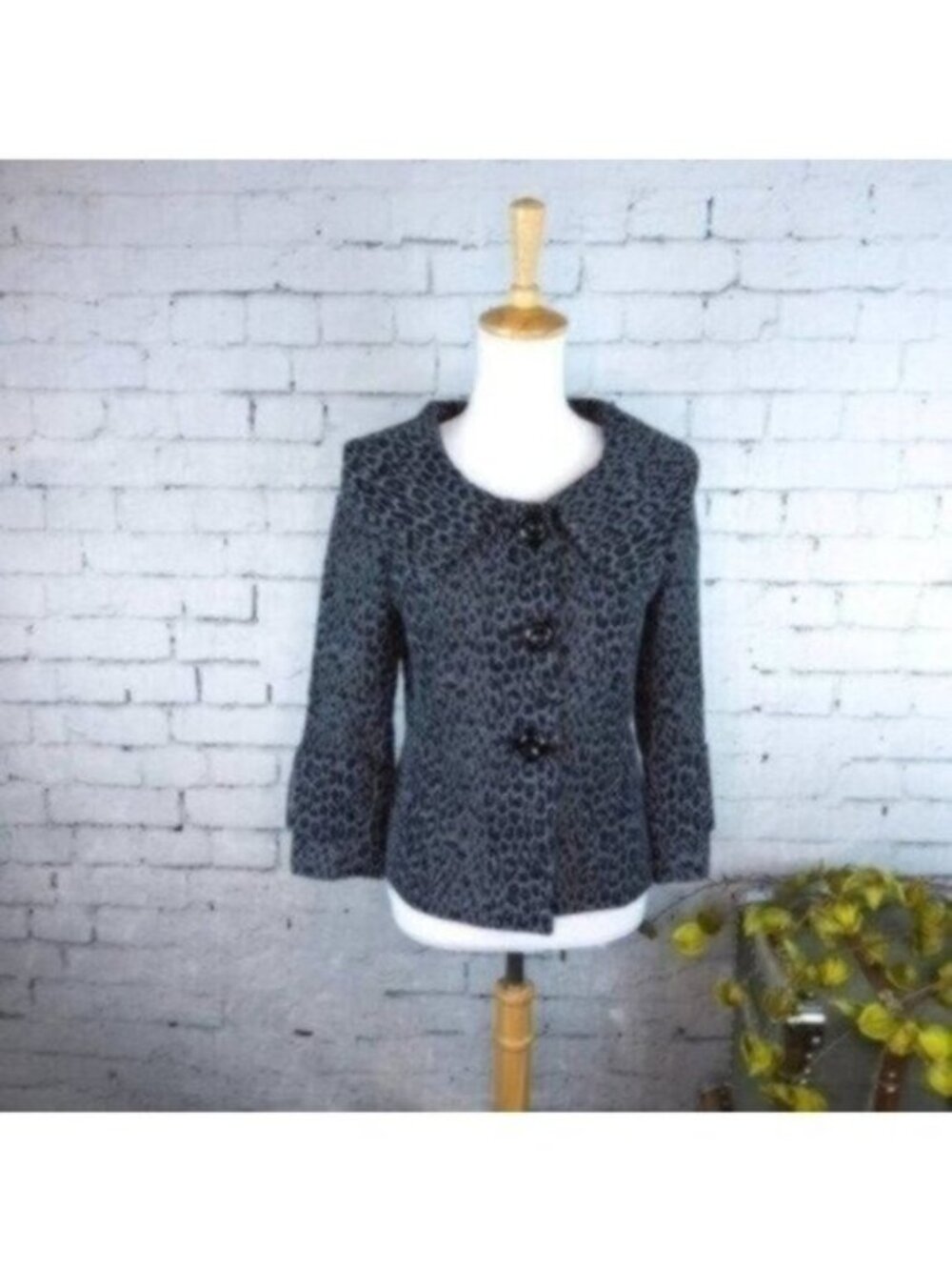 Charles Gray London Cheetah Print Blazer Black Size Small